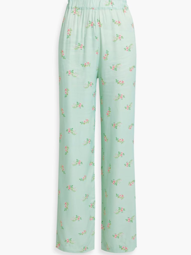 Sleeper Satin Pajama Pants In Mint Green Floral Print Size Xs Brand New Nwt